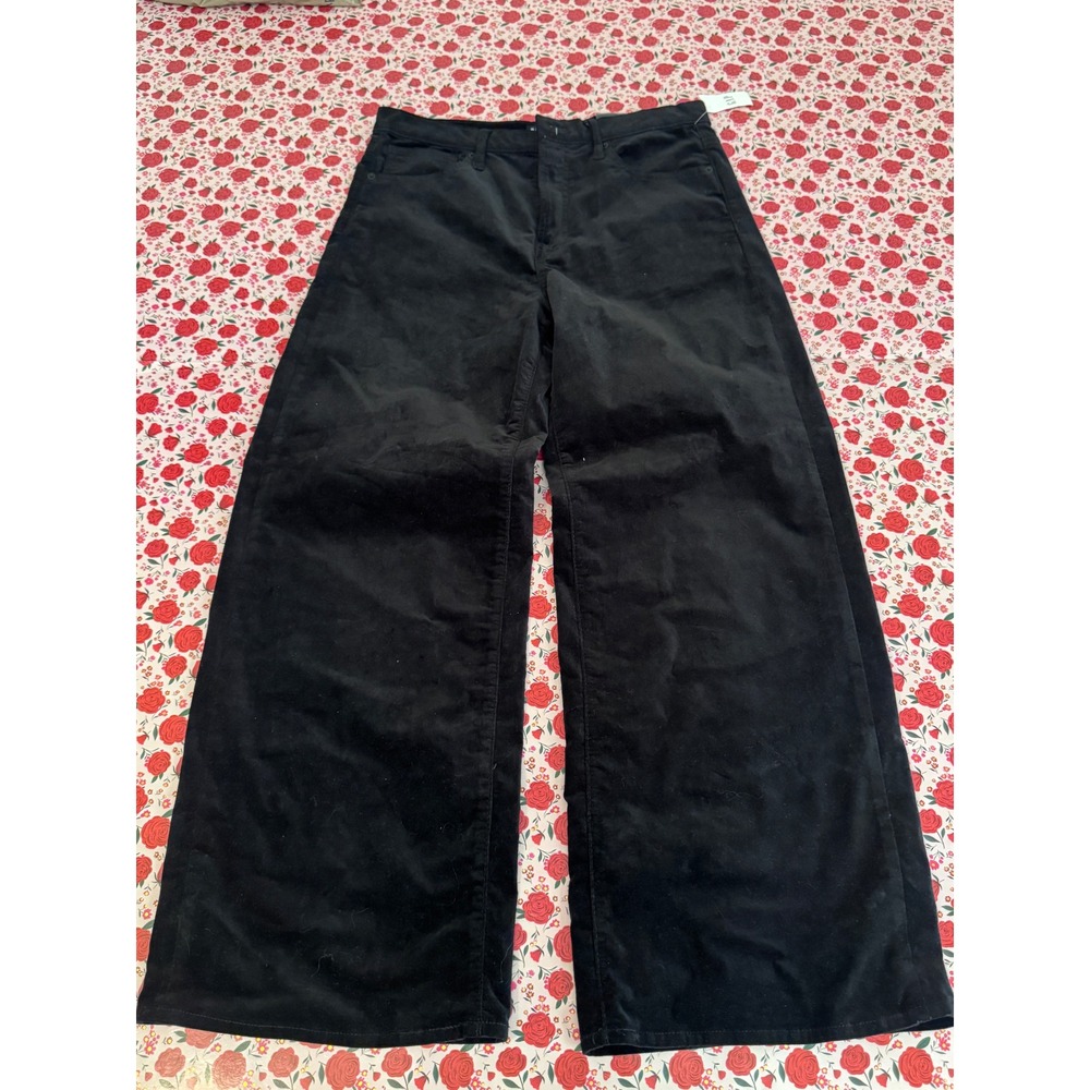 Gap High Rise Wide Leg velvet Pants Black Size 12/31R New With Tags e3 - Picture 2 of 8